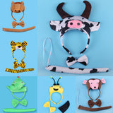 Maxbell Christmas Girls Boys Headband Bowtie Tail Kit Bear Costume Set Party Cosplay