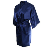 Maxbell Bridesmaid Silk Satin Robe Rhinestone Wedding Gown Sleepwear M Dark Blue