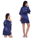 Maxbell Bridesmaid Silk Satin Robe Rhinestone Wedding Gown Sleepwear M Dark Blue