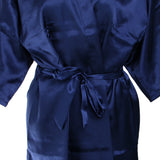 Maxbell Bridesmaid Silk Satin Robe Rhinestone Wedding Gown Sleepwear M Dark Blue