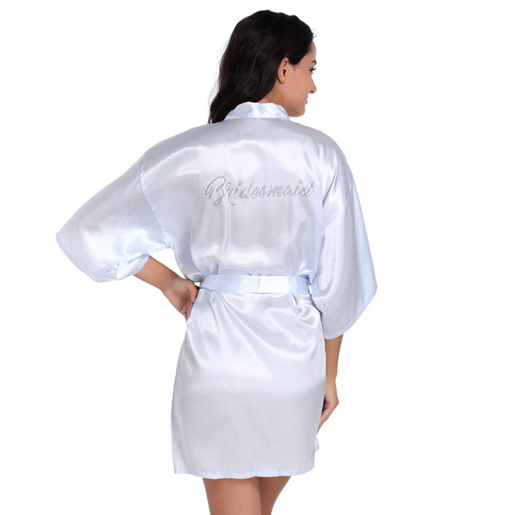 ⚡️Buy Maxbell Bridesmaid Silk Satin Robe Rhinestone Wedding Gown