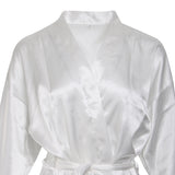 Maxbell Bridesmaid Silk Satin Robe Rhinestone Wedding Gown Sleepwear XL White