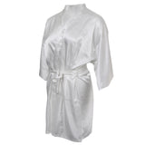 Maxbell Bridesmaid Silk Satin Robe Rhinestone Wedding Gown Sleepwear XL White