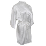 Maxbell Bridesmaid Silk Satin Robe Rhinestone Wedding Gown Sleepwear XL White