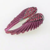 Maxbell Punk Rock Angel Wing Ring Crystal Rhinestone Stretch Ring Biker Rose