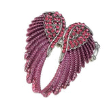 Maxbell Punk Rock Angel Wing Ring Crystal Rhinestone Stretch Ring Biker Rose