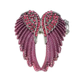 Maxbell Punk Rock Angel Wing Ring Crystal Rhinestone Stretch Ring Biker Rose
