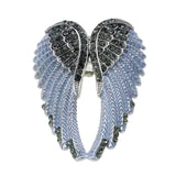 Maxbell Punk Rock Angel Wing Ring Crystal Rhinestone Stretch Ring Biker Gray