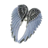Maxbell Punk Rock Angel Wing Ring Crystal Rhinestone Stretch Ring Biker Gray
