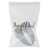 Maxbell Punk Rock Angel Wing Ring Crystal Rhinestone Stretch Ring Biker Gray