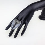 Maxbell Punk Rock Angel Wing Ring Crystal Rhinestone Stretch Ring Biker Gray