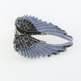 Maxbell Punk Rock Angel Wing Ring Crystal Rhinestone Stretch Ring Biker Gray