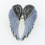 Maxbell Punk Rock Angel Wing Ring Crystal Rhinestone Stretch Ring Biker Gray
