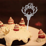 Maxbell 10x Glitter Deer Cupcake Topper Christmas Kids Party Cake Food Picks Silver