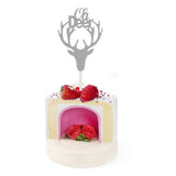 Maxbell 10x Glitter Deer Cupcake Topper Christmas Kids Party Cake Food Picks Silver
