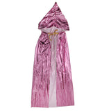 Maxbell Kids Shiny Cloak Hooded Cape Wizard Witch Costume Party Fancy Dress Pink