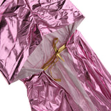 Maxbell Kids Shiny Cloak Hooded Cape Wizard Witch Costume Party Fancy Dress Pink