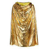 Maxbell Kids Shiny Cloak Hooded Cape Wizard Witch Costume Party Fancy Dress Gold