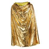 Maxbell Kids Shiny Cloak Hooded Cape Wizard Witch Costume Party Fancy Dress Gold