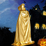 Maxbell Kids Shiny Cloak Hooded Cape Wizard Witch Costume Party Fancy Dress Gold