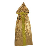 Maxbell Kids Shiny Cloak Hooded Cape Wizard Witch Costume Party Fancy Dress Gold
