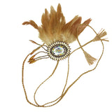 Maxbell Vintage Boho Hippy Indian Feather Headband Braided Rope Headpieces Brown