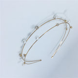 Maxbell Fashion Women Rhinestone Double Two Row Headband Tiara Jewelry Pearl