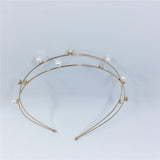 Maxbell Fashion Women Rhinestone Double Two Row Headband Tiara Jewelry Pearl