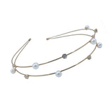 Maxbell Fashion Women Rhinestone Double Two Row Headband Tiara Jewelry Pearl