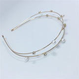 Maxbell Fashion Women Rhinestone Double Two Row Headband Tiara Jewelry Pearl