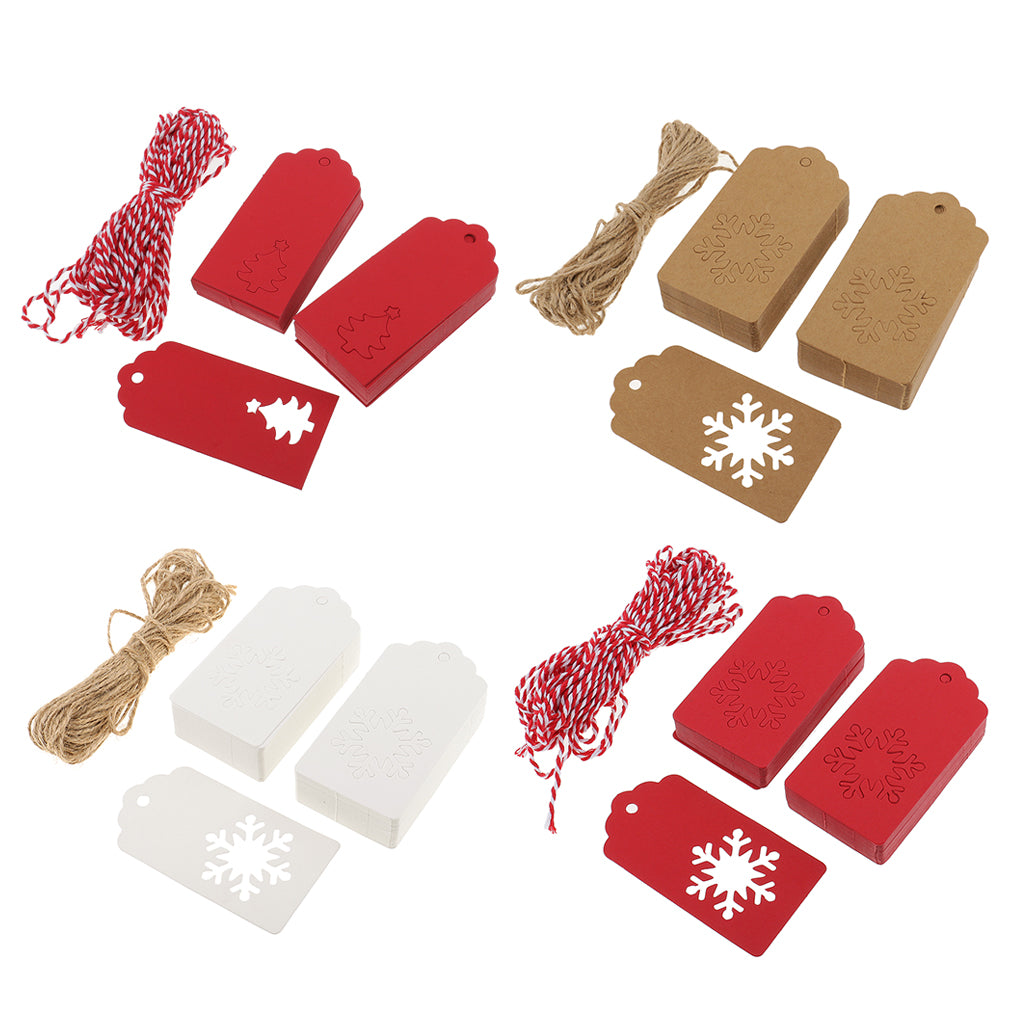Maxbell 100pcs Snowflake Paper Price Tags Labels Christmas Hanging Gift Tags White