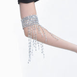 Belly Dance Bracelet Beaded Fringe Arm Chian Wrist for Dance Girl silver