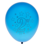 Maxbell 10pcs Latex Balloons with Heart Printed Baby 2nd Birthday Party Decoration Blue&Light Blue