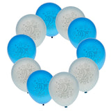 Maxbell 10pcs Latex Balloons with Heart Printed Baby 2nd Birthday Party Decoration Blue&Light Blue