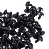 Maxbell 100 Pieces Plastic Black Safety Eyes with BACKS for Bear Doll DIY Craft 14mm