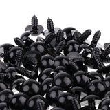 Maxbell 100 Pieces Plastic Black Safety Eyes with BACKS for Bear Doll DIY Craft 14mm