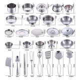 Maxbell 25 Pieces Stainless Steel Kids Pretend Play Kitchen Cooking Cookware Toy Set