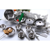 Maxbell 25 Pieces Stainless Steel Kids Pretend Play Kitchen Cooking Cookware Toy Set