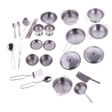 Maxbell 25 Pieces Stainless Steel Kids Pretend Play Kitchen Cooking Cookware Toy Set