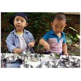 Maxbell 16 Pieces Stainless Steel Kids Pretend Play Kitchen Cooking Cookware Toy Set