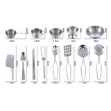 Maxbell 16 Pieces Stainless Steel Kids Pretend Play Kitchen Cooking Cookware Toy Set