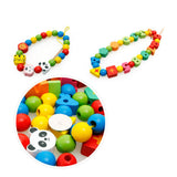 Maxbell Kids Barrelled Wooden Figure Letter String of Beads Beading Wood Game Toys