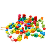 Maxbell Kids Barrelled Wooden Figure Letter String of Beads Beading Wood Game Toys