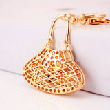 Maxbell Sparkly Handbag Shaped Pendant Alloy Key Ring w/ Lobster Clasp Colorful Pink