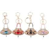 Maxbell Sparkly Handbag Shaped Pendant Alloy Key Ring w/ Lobster Clasp Colorful Pink