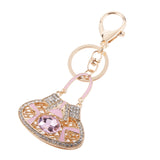 Maxbell Sparkly Handbag Shaped Pendant Alloy Key Ring w/ Lobster Clasp Colorful Pink