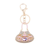 Maxbell Sparkly Handbag Shaped Pendant Alloy Key Ring w/ Lobster Clasp Colorful Pink