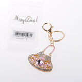 Maxbell Sparkly Handbag Shaped Pendant Alloy Key Ring w/ Lobster Clasp Colorful Pink