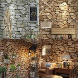 Maxbell 3D Retro Rocks Stone Wall Paper Backdrop Wall Covering Paper Murals Decal A