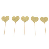 Maxbell 4/10 Pieces Birthday Cupcake Toppers Wedding Party Decor Gold Love Heart